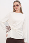 Women's Scarf Detailed Long Sleeve Blouse 1420 - White - 3