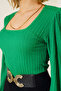 Women's Long Sleeve Knitted Blouse 1418 - Green - 3