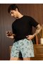 Men Green Striped Peanuts Snoopy Boxers