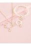 Girls White Clover Charm Necklace, Bracelet, Ring and Earrings Set - 4