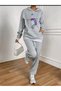 Volleyball National Team Sultans of the Net Gray Bottom Top Hooded Suit Oversize Women's Tracksuit - 2