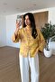Yellow Patterned Shimmering Kimono Shirt