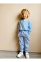 Boy's Blue Muslin Top and Striped Pants 2-Piece Set