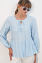 Women's Long Sleeve Textured Blouse 1588 - Blue