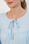 Women's Long Sleeve Textured Blouse 1588 - Blue - 4