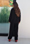 Women's Oversize Double Tracksuit Set with Stripes on the Sleeves and Sides 9155 - Black - 6