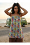 Multi-Color Abstract Print Strappy Top - 3