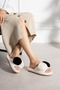 Women's Plush House Slippers with Double Pompoms, Open Toe, Noiseless Sole, Stylish, Comfortable, Winter Dowry Slippers