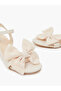 Women Solid Color Block Heel Bow Sandals - 3