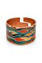 Burgundy Gold-Tone Patterned Thick Copper Ring, Hand-Embroidered Adjustable Model - 3