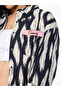 Black and White Ikat Print Seersucker Oversized Shirt - 2
