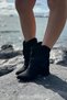 Miri Black Suede Women's Heeled Boots with Drawstring Detail - 2