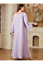 Purple Contrast Round Neck Jalabiya with Sequin Floral Embellishment - 2