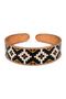 Black and White Ethnic Pattern Fine Copper Ring, Hand-Embroidered Adjustable Model - 3