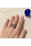 Turquoise cream mosaic chunky copper ring, adjustable - 4