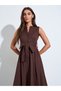 Brown Cotton Sleeveless A-Line Maxi Dress - 2