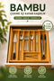 Bamboo Pull-Out Sliding Spoon Holder 41X35 cm 7 Compartments Adjustable Kitchen Drawer Organizer - 2