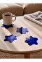Set of 4 Blue Amorphous Form Plexiglass Coasters (10X10 cm)