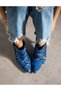 Eli̇na Saks Snake Leather Elastic Detail 7 cm Thin Heel Boots Botti̇e - 2
