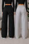 2-Piece Black and Gray Women's Trendy Wide-Leg Sweatpants - Comfort Fit Sweatpants with Pockets - 2