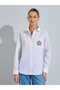 Off White Striped Long Sleeves Shirt with Pocket Embroidery - 3