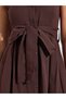 Brown Cotton Sleeveless A-Line Maxi Dress - 4