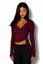 Women's Double-Breasted Tie-Front Long Sleeve Blouse with Finger Detail