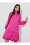 Teen Girls Pink Midi Hoodie Dress with Kangaroo Pocket - 2