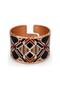 Black cream square motif thick copper ring, adjustable - 3