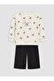 Lcw Kids Ecru Crew Neck Bow Patterned Girls' Thick Set - 3