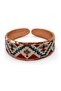 Burgundy cream arabesque thin copper ring, adjustable - 3