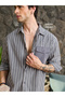 Men Grey Striped Spread Collar Relaxed Fit Shirt - 2