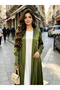 عباءة خضراء سادة بأكمام بيشوب - 3