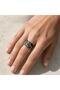 Navy blue thin rumi thick copper ring, adjustable - 4