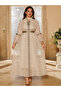 Elegant Khaki Ankle-Length Jalabiya with Gold Embroidery - 3