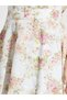 White Floral print Midi Skirt with Schiffli Embroidery - 3