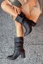 Yuka Black Leather Women's Boots with Drawstring Detail - 2