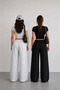 2-Piece Black and Gray Women's Baggy Sweatpants Set - High Waist Street Style Sweatpants - 2