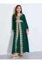 Girls Dark Green Embellished V Neck Layered Dress - 3