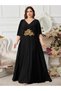 Plus V-neck dress with beaded embroidery at the waist - 7