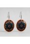 Red Navy Blue Ottoman Copper Earrings, Hand Embroidered Adjustable Model - 3