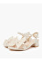 Women Solid Color Block Heel Bow Sandals - 2
