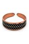 Navy blue and red chinese motif thin copper ring, adjustable