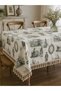 Green French Castle Patterned Duck Fabric Tassel Tablecloth