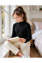 100% Cotton Back to School Black Children's Half Turtleneck Long Sleeve T-Shirt