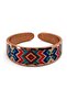Navy blue red flower thin copper ring, adjustable - 3