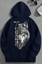 Unisex 3 Thread Cotton Navy Blue Turkkurt Print Loose Fit Sweatshirt Hoodie