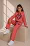 Girl's Coral Cotton Lycra Top and Bottom Two-Piece Tracksuit Set - 6