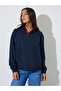Navy Blue Solid Regular Fit Half Zip Sweatshirt - 3