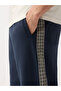 Men Navy Blue Baggy Fit Joggers with Jacquard Tape - 2
